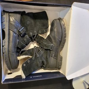 Size 10 Black Leather Ralph Lauren Polo Shearling Boots